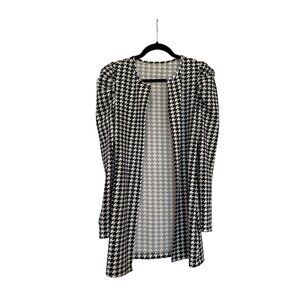 Lightweight Houndstooth Puff-Shoulder Open-Front Jacket – Size 2 $88